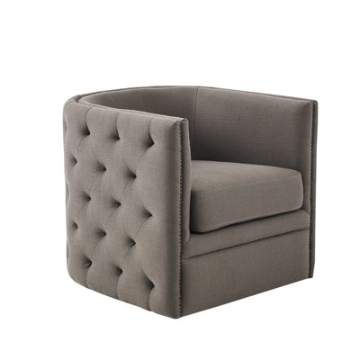 Fauteuil inclinable et berçant pivotant en bois massif Taupe