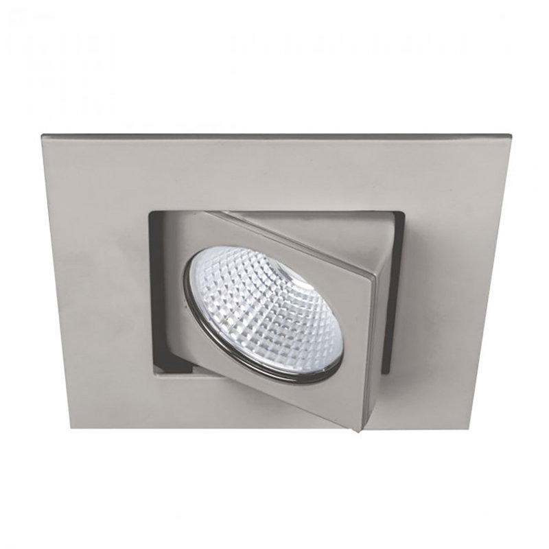 Garniture encastrée carrée réglable Oculux à DEL 3,5 po, 2700 K, 50 °, Nickel brossé