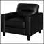 Fauteuil d'appoint élégant en similicuir noir avec accoudoirs droits, parfait pour les espaces de vie modernes et contemporains.-1107002419