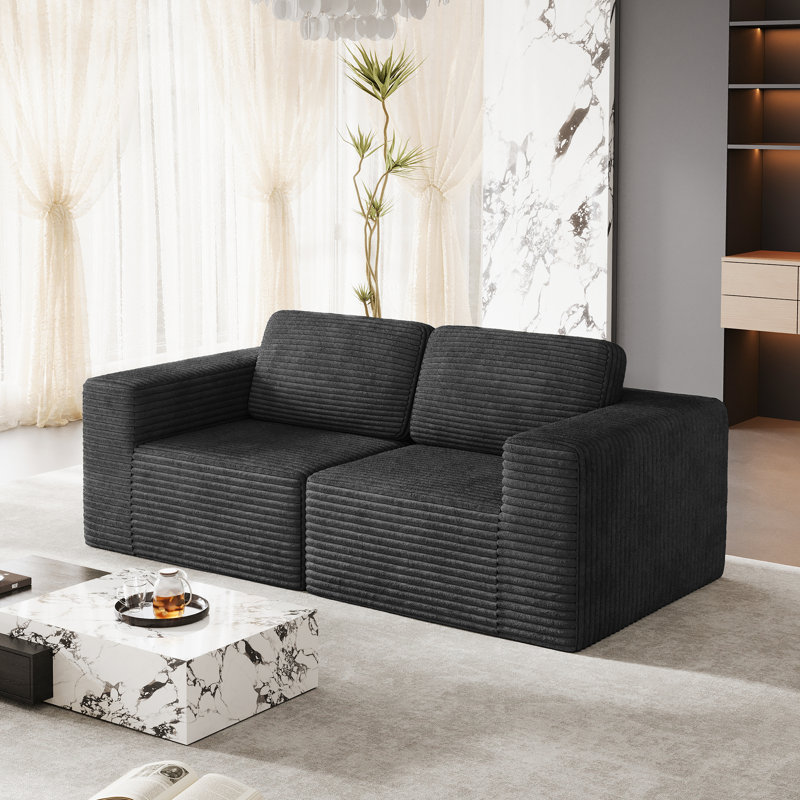 2 Seater Corduroy Sofa, Black