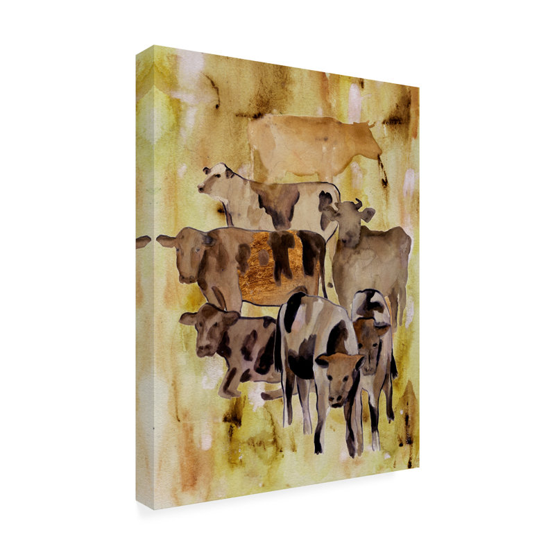 «August Grove® Melissa Wang Golden Bulls I», art mural sur toile, H 19 po x l 14 po