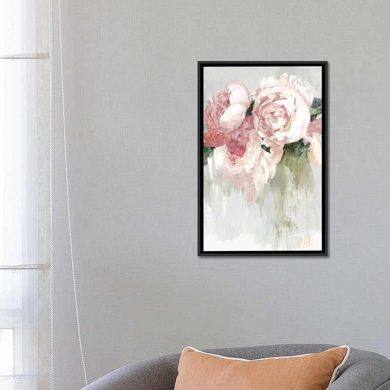 «Peony», reproduction sur toile, H 26 po x l 18 po x p 1,5 po, Toile avec cadre noir, Pas de tapis