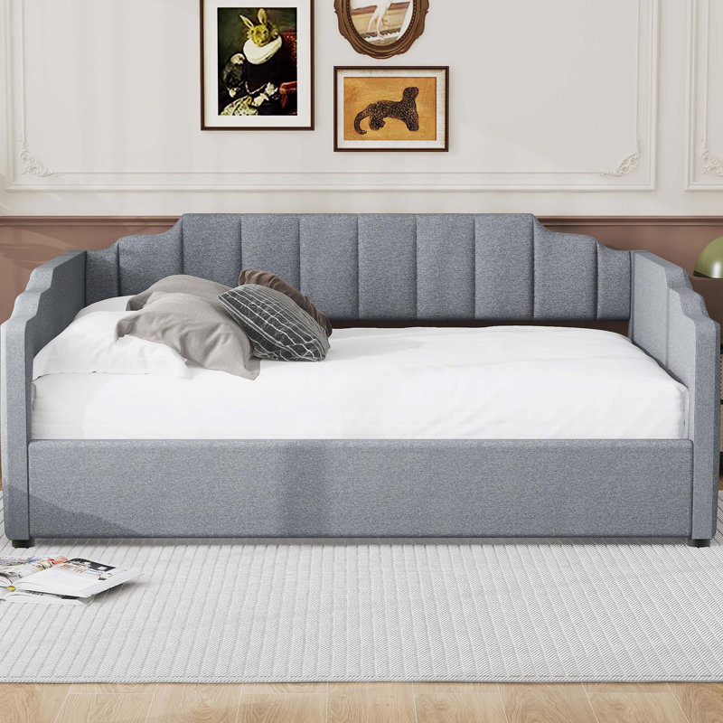 Upholstered Daybed with Underneath Storage, Gray, Full