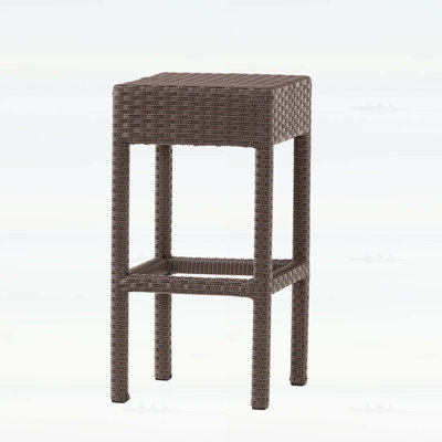 Ensemble de 2 tabourets de bar durables sans dossier en rotin PE, brun foncé, sans assemblage requis, résistant à la lumière du soleil