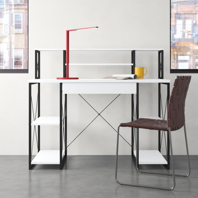 Capital Recording Studio Desk with Hutch, White