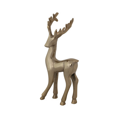 Figurine en aluminium coulé doré Renne