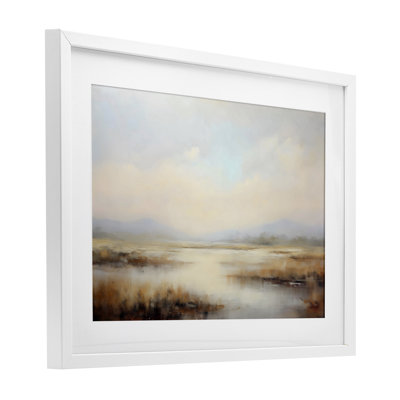 «Misty Wetlands Landscape», reproduction encadrée sous verre, design par LSR Creative Studio
