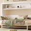 Lit escamotable simple avec tablettes, lit escamotable en métal au design pliable et peu encombrant, blanc