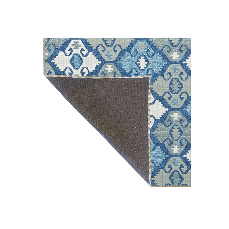 Tapis bleu tissé Blue Diamond, Tapis de couloir 3 pi 3 po x 6 pi 7 po