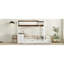 Lit simple superposé simple avec bureau, rangement en pin massif blanc et noyer Twintwin et blanc et noyer. Fonctionnel. Pour les espaces de vie compacts