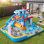Jeu gonflable avec toboggan gonflable 16,2 pi x 15,4 pi ECLIFE, château gonflable avec pataugeoire, mur d'escalade et panier de basketball avec souffleur d'air de 850 W pour s'amuser dans la cour extérieure