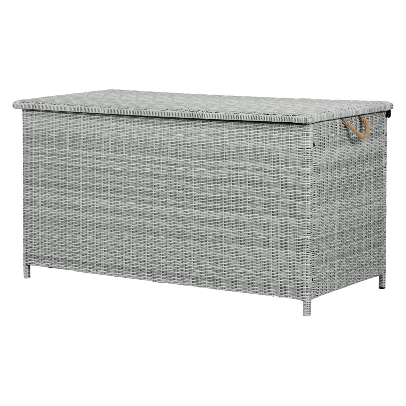 Ebern Designs Jasimen 149 cm W 620 L Water Resistant Wicker Deck Box, Sand