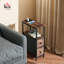HOMCOM Side Table, Narrow Bedside Table with Charging Station, 2 Drawers