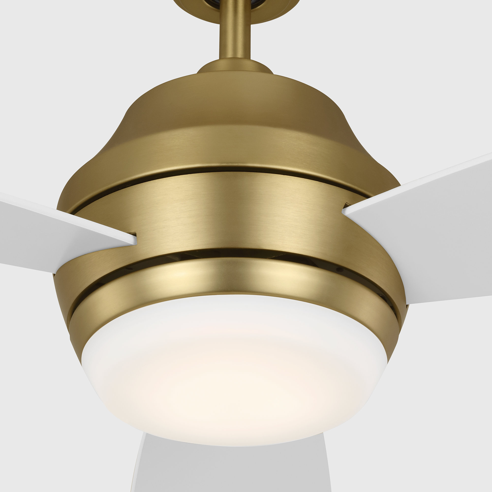 Rivers 52'' 3 Blade Ceiling Fan with LED Light Kit, Burnished Brass, Matte White
