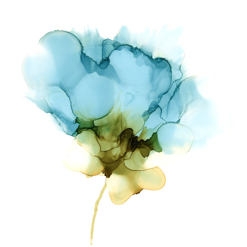 Floraison cyan II, H 36 po x l 36 po