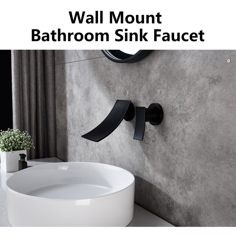 Wall Mounted Bathroom Faucet, Matte Black