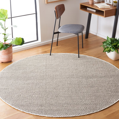 Tapis gris en laine / coton à tissage plat Cacilia