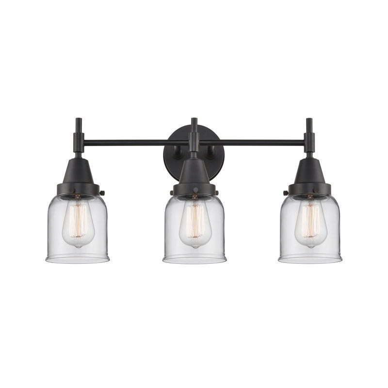 Éclairage pour meuble-lavabo à 3 lumières à intensité variable Gayle, Ampoule DEL rétro 4 watts, Noir mat, Transparent