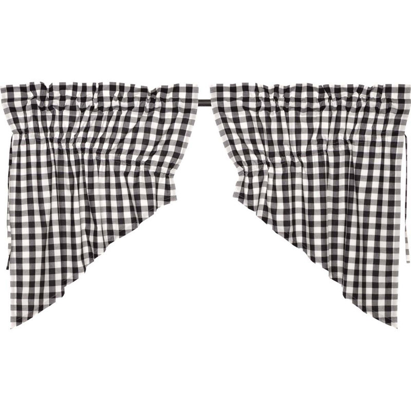Cantonnière 36 po Annie, Noir champêtre / blanc antique