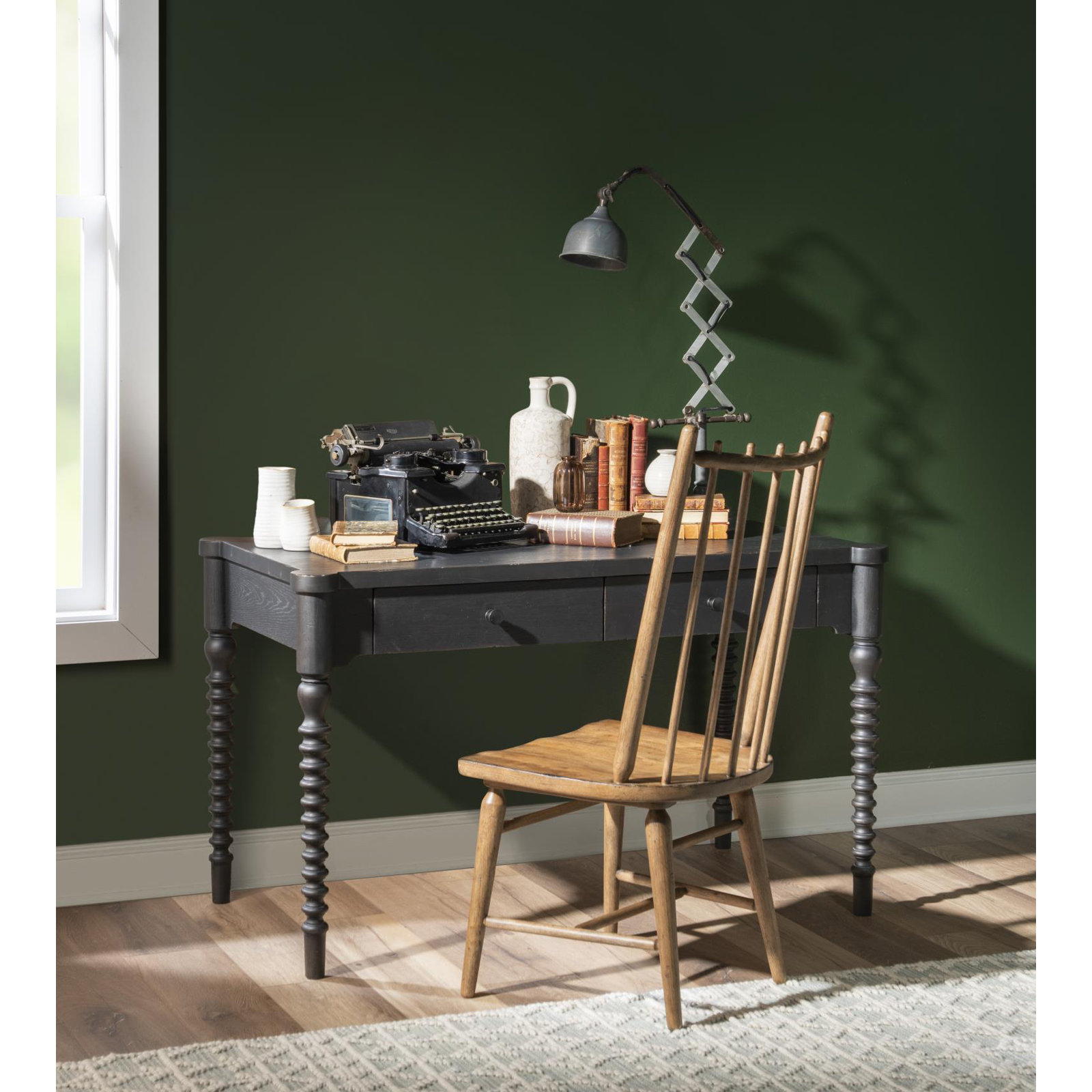 Country Living 2-Drawer Writing Desk, Black