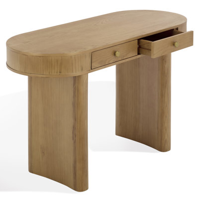 Bureau ovale en bois 2 tiroirs Gialana