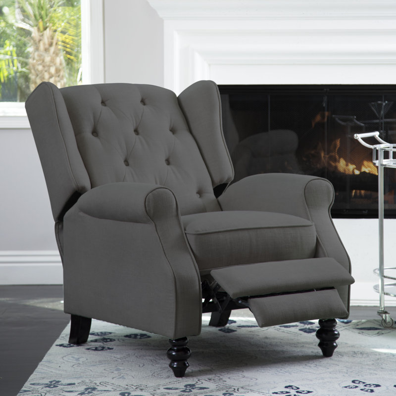 Fauteuil inclinable manuel Chih, 100 % polyester gris anthracite