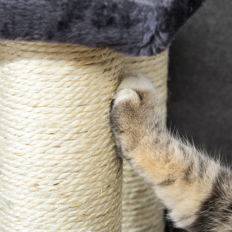 Arbre pour chat gris avec 4 marches, poteau à griffer pour chats et chiens d'intérieur qui apprendra à améliorer la fonction sensorielle, gris, 4