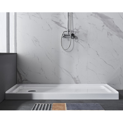 ANDVIN 60" X 32" Acrylic White Single-Threshold Shower Base by Left or Right Drain