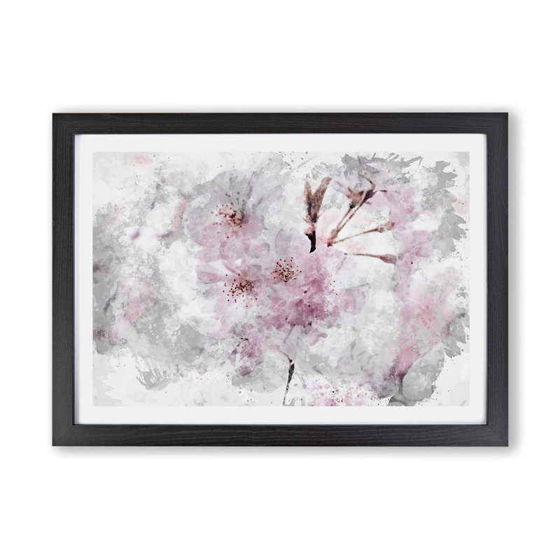 A Pink Hibiscus Flower - Framed Print, Black, 45cm H x 63cm W x 2cm D