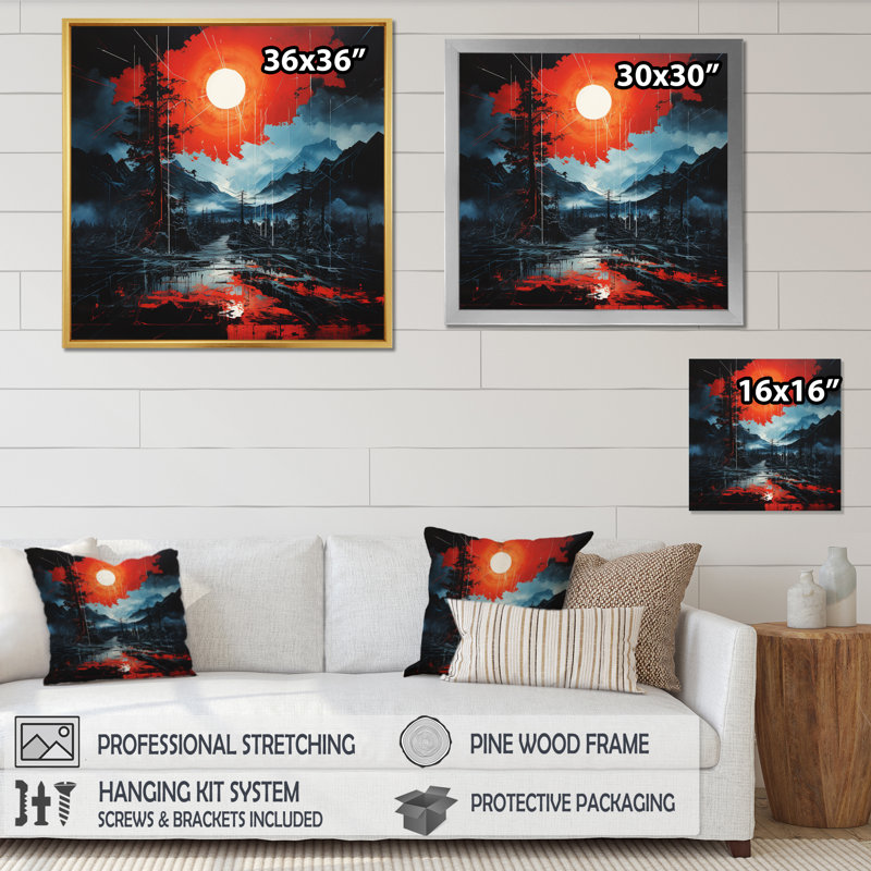 «Dramatic Lightning Nights III», reproduction sur toile, Cadre photo blanc, H 16 po x l 16 po x P 1 po