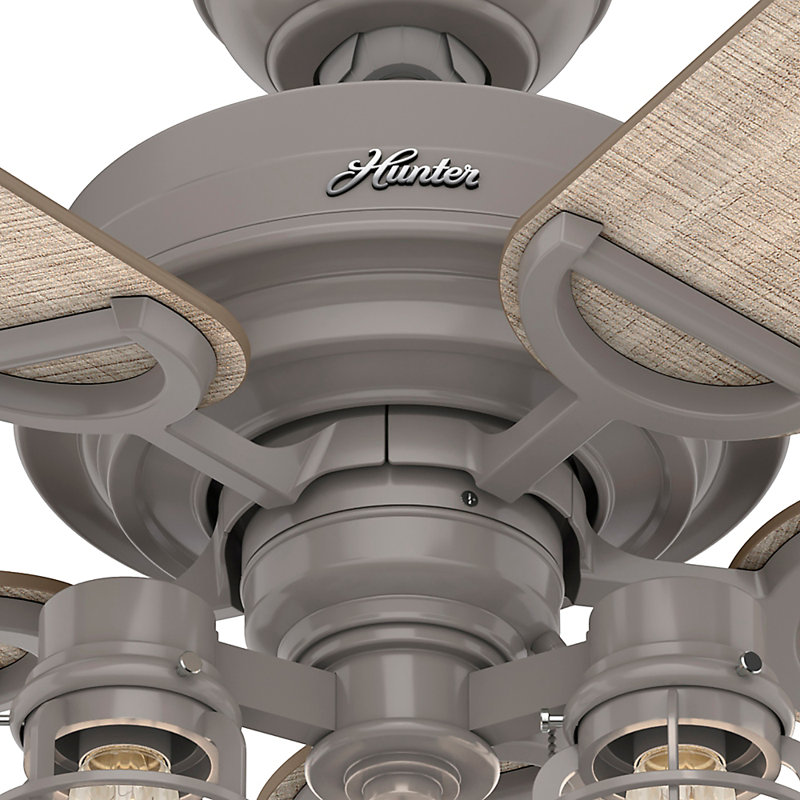 52" Quartz Grey Metal Industrial Ceiling Fan with LED Light