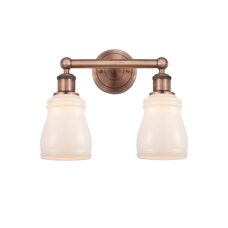 Éclairage pour meuble-lavabo à 2 lumières, Blanc, Cuivre antique