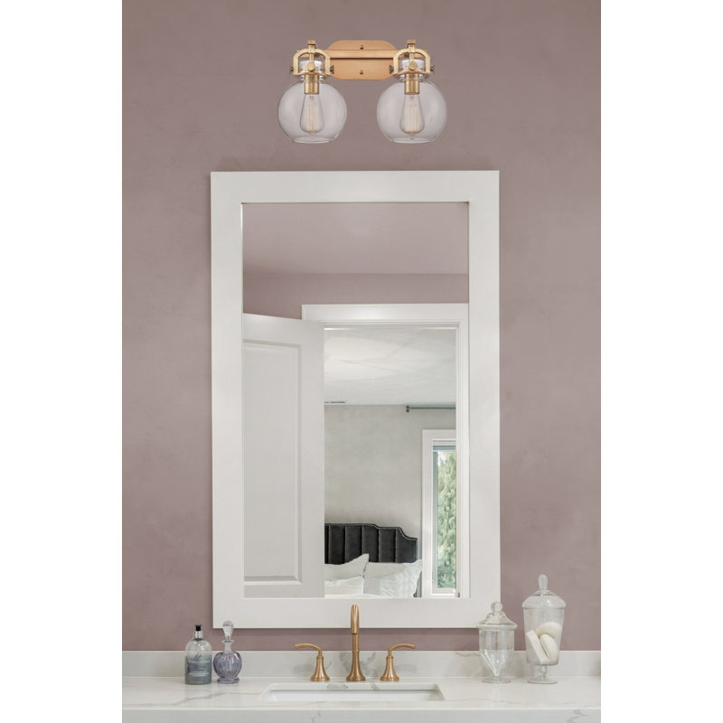 Éclairage pour meuble-lavabo mural 2 lumières 7 po Slocomb, Transparent, Laiton brossé