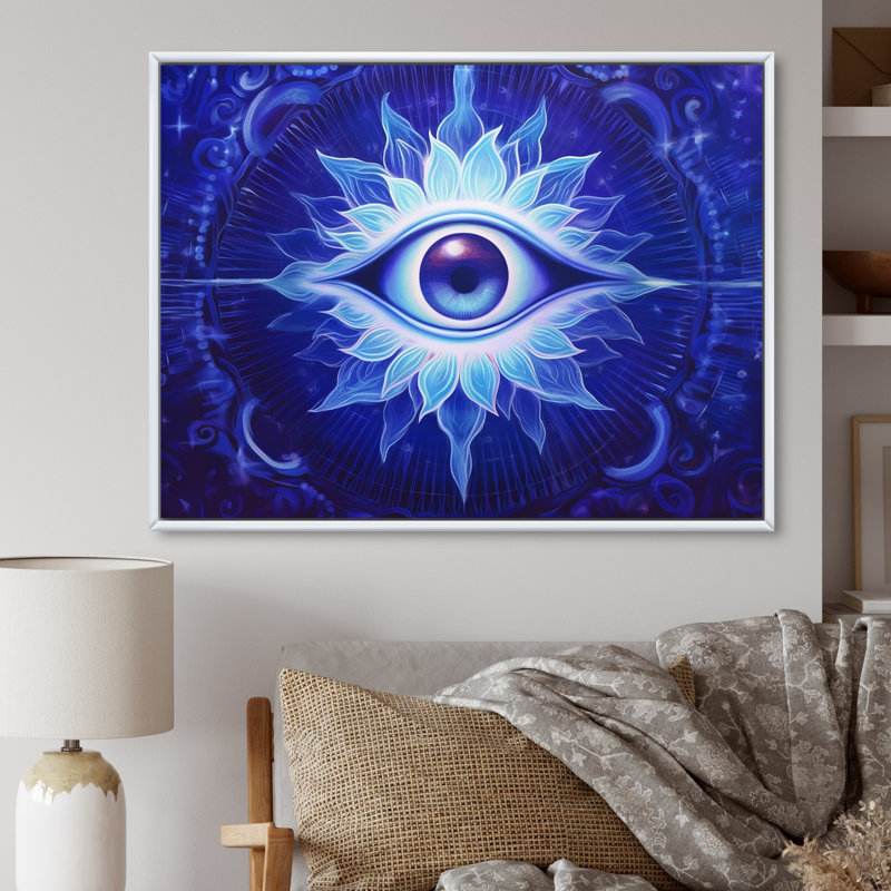 Vishuddhi Vision, œil du troisième chakra I sur toile, 30" H x 40" W, Silver Picture Framed