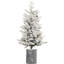 Arbre de Noël floqué avec lumières DEL blanc chaud, pommes de pin et base de pot
