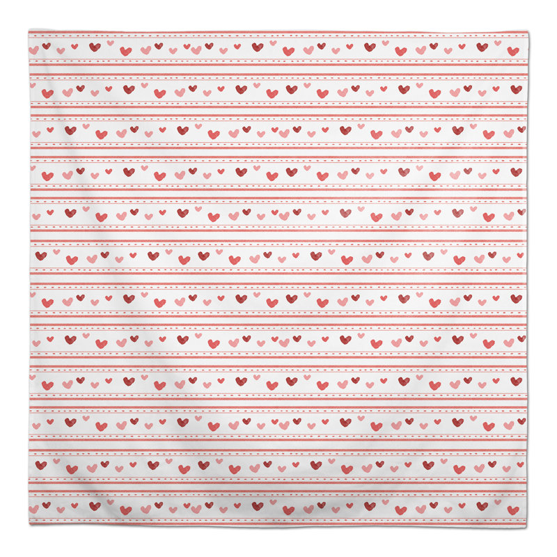 Multi Heart Stripes Pattern Tablecloth, 58" L x 58" W