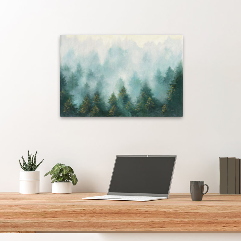 Forêt brumeuse - bleu turquoise, H 16 po x l 24 po