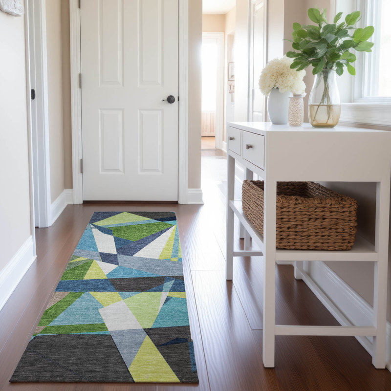 Premium Machine Washable Harjo AMF1609 Geometric Rug, Runner 2'3" x 7'6"