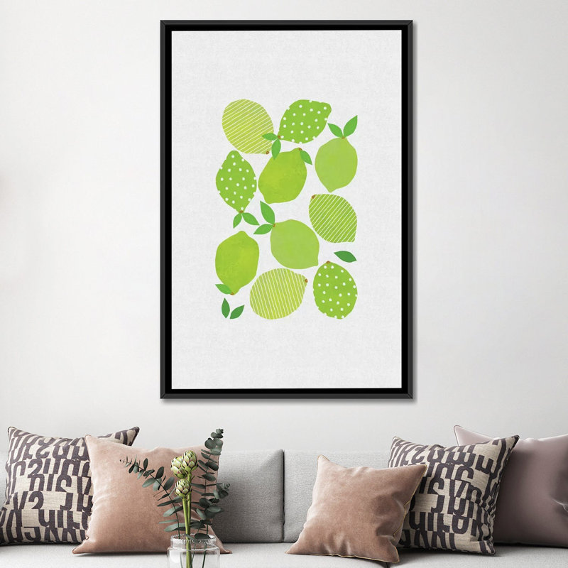 «Lime Crowd», impression sur toile, H 26 po x l 18 po x P 1,5 po, Toile avec cadre noir, Pas de tapis