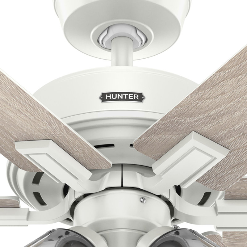Hunter 52 Inch Fonthill ENERGY STAR® Hunterexpress Ceiling Fan With Lights And Remote, Gray Wood, Brushed Nickel