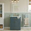 Meuble-lavabo autoportant moderne 24 po avec lavabo en céramique, tiroir basculant et 2 portes (blanc / bleu)-1555773081