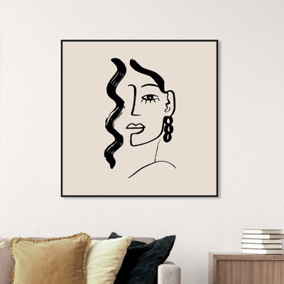 Dessin au trait «Her Face», reproduction d'art sur toile encadrée par 