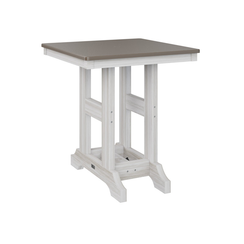 Table de bar d'extérieur carrée Garden Classic, Bronze martelé, H 35,5 po x l 28 po x P 28 po, Coquillage