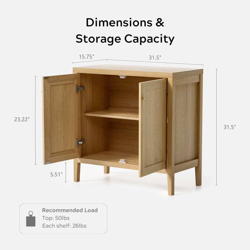 31.5'' Tall 2 Door Accent  Storage Cabinet Farmhouse Buffet Sideboard, Natural Oak, 1