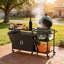 Chariot de barbecue extérieur pour gros œuf vert avec boîte de rangement et support à déchets