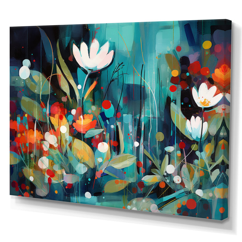 Nayte Red Vibrant Garden Symphony II sur impression sur toile, H 16 po x l 32 po x P 1 po, Toile tendue