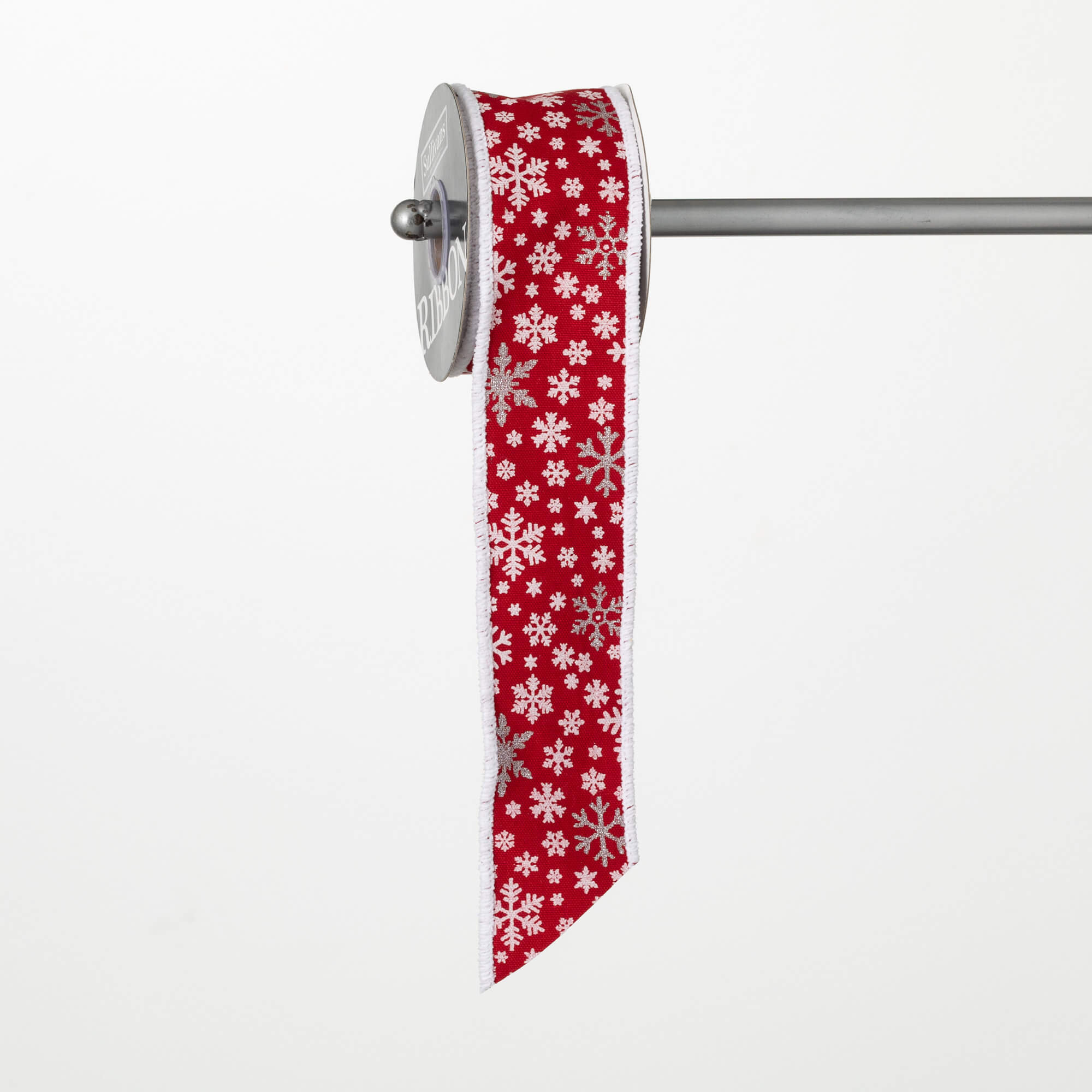 Clover Lane 15' Christmas Cheerful Red Snowflake Ribbon, Red-White ...