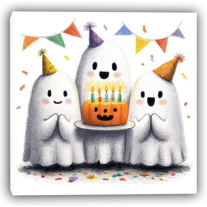«Ghost Birthday Party», art mural sur toile tendue, H 20 po x l 20 po