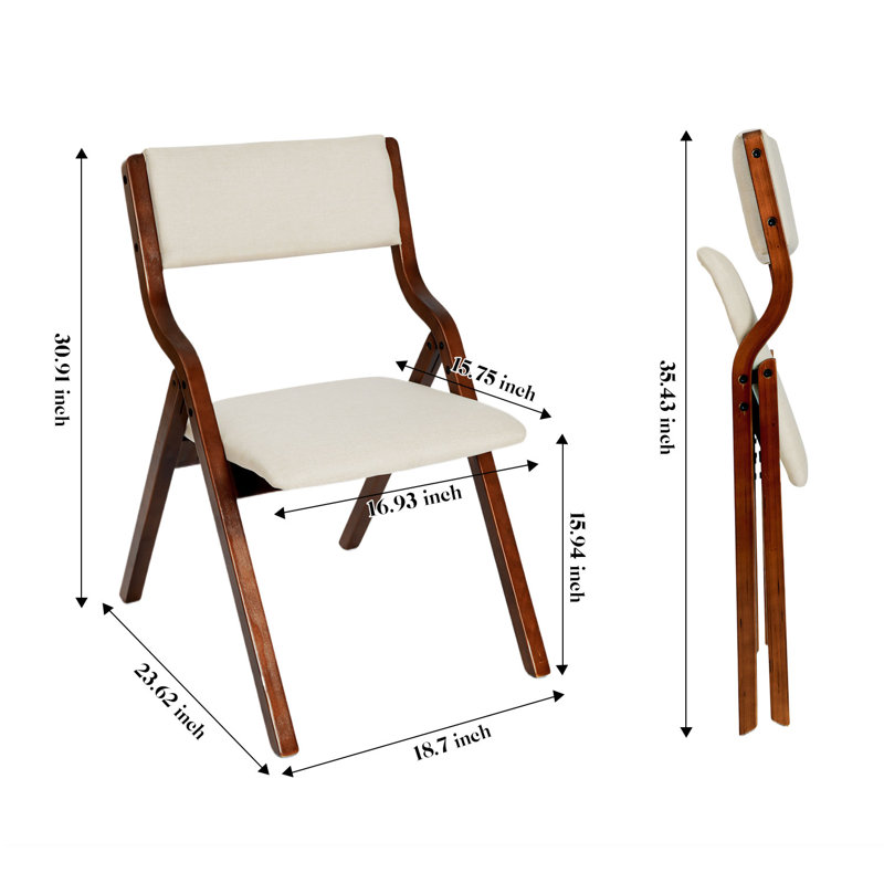 Edenbourgh Fabric Padded Stackable Folding Chair Folding Chair Set, Walnut/Beige