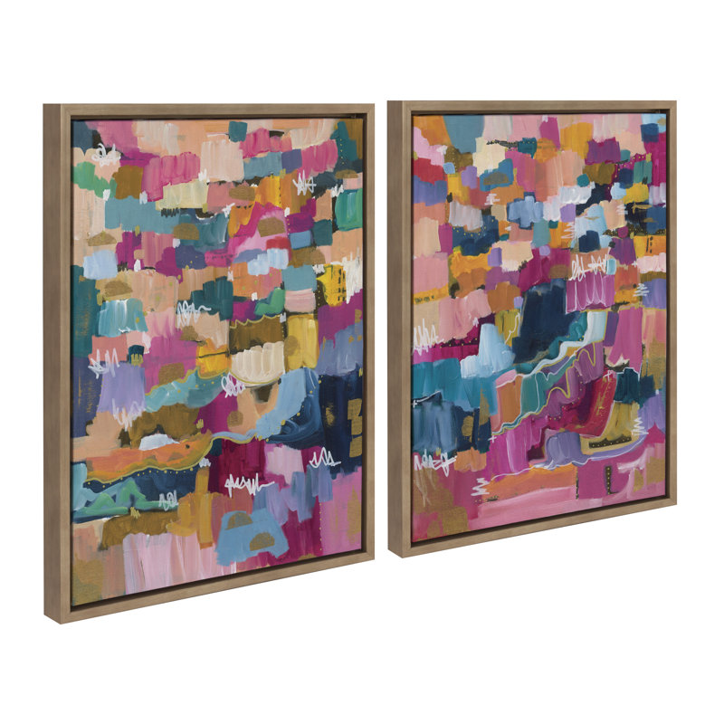 Applaudissements par Leah Nadeau, ensemble d'art mural sur toile encadrée, Or, L 18 po x L 24 po